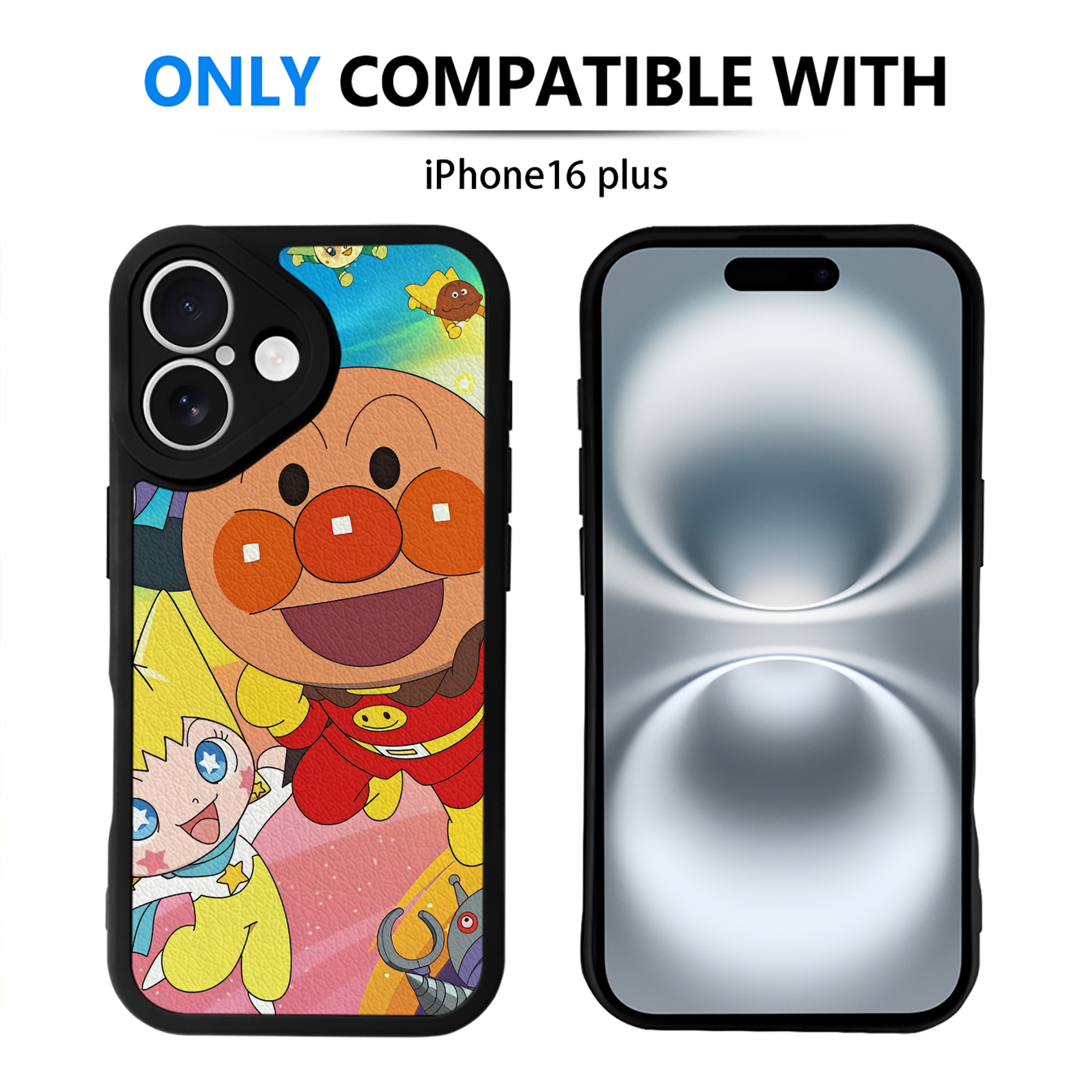 （画像用） アンパンマン Anpanman 【iPhone 16シリーズ対応】シリコンスマホケース（レザー調） 材質：シリコン